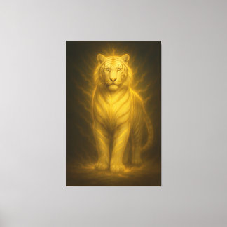 Golden Radiance White Tiger – Premium Fantasy Art Leinwanddruck