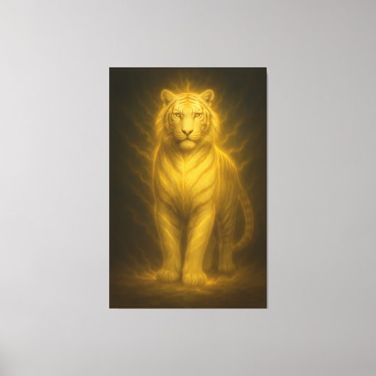 Golden Radiance White Tiger – Premium Fantasy Art Leinwanddruck (Vorderseite)