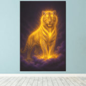 Golden Radiant Tiger on Storm Clouds – Fantasy Art Leinwanddruck (Insitu (Holzboden))