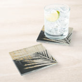 Golden Raffia - Palm Fronds Glasuntersetzer (Schrägansicht)