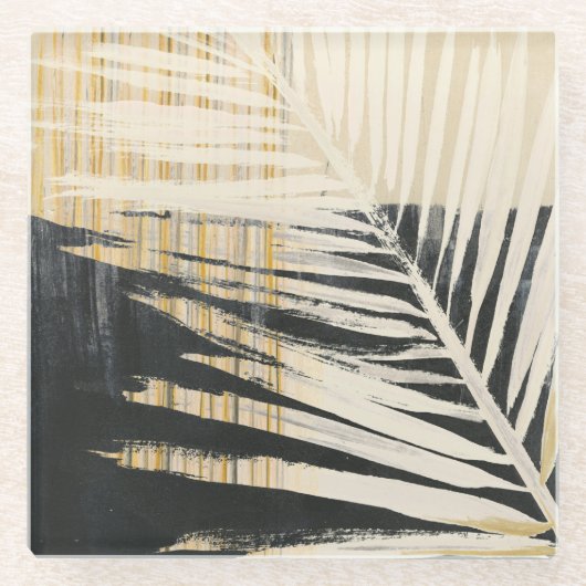 Golden Raffia - Palm Fronds Glasuntersetzer (Vorderseite)