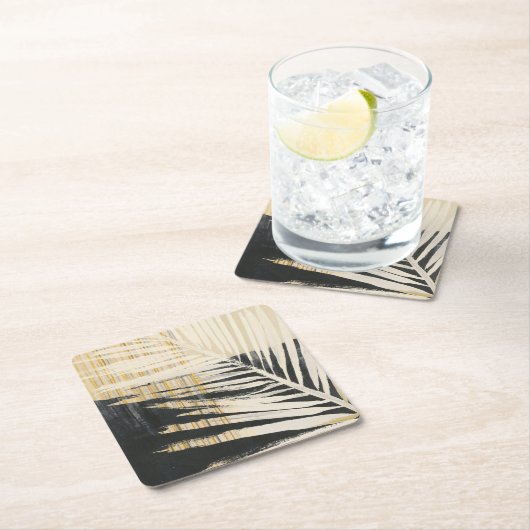 Golden Raffia - Palmfronten Rechteckiger Pappuntersetzer (Vor Ort)