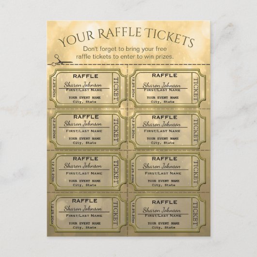 Golden Raffle Tickets Postkarte (Vorderseite)
