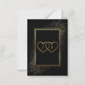 Golden Rahmen & Rings Black Gold Hochzeit Einladun Mitteilungskarte (Rückseite)