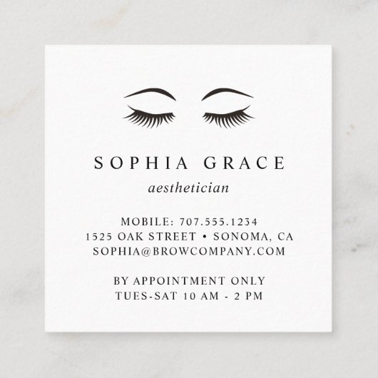 Golden Rain Lashes Quadratische Visitenkarte (Rückseite)