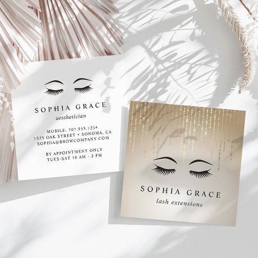 Golden Rain Lashes Quadratische Visitenkarte