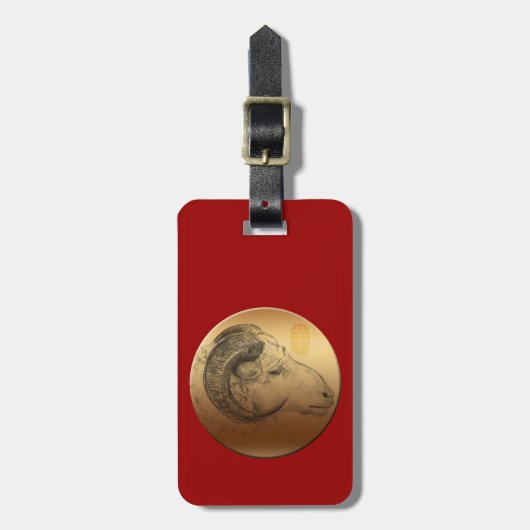 Golden Ram Year Chinese Astrology Zodiac Luggage T Gepäckanhänger (Vorderseite vertikal)