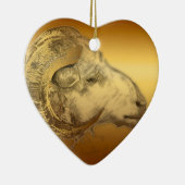 Golden Ram Year Chinese Zodiac Aries Herz O Keramik Ornament (Rechts)