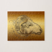 Golden Ram Year Chinese Zodiac Aries Puzzle (Horizontal)
