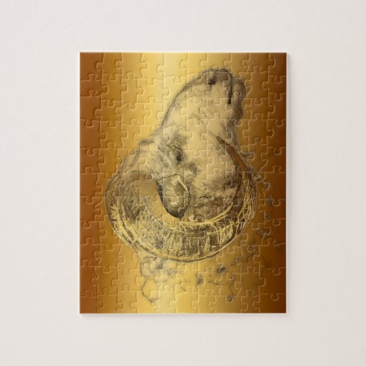 Golden Ram Year Chinese Zodiac Aries Puzzle (Vertikal)