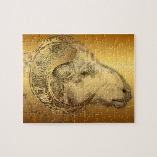Golden Ram Year Chinese Zodiac Aries Puzzle 2 (Horizontal)