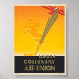 Golden Ray Air Gewerkschaft Frankreich Vintage Pos Poster