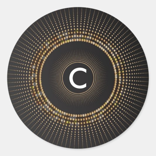 Golden Rays Chic Glamour Monogram Initial Stickers (Vorderseite)