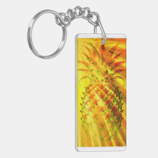 Golden Rays Passing Through A Large Pineapple Schlüsselanhänger (Vorderseite links)