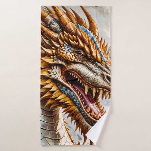 Golden Realistic Dragon Poster Badehandtuch (Badehandtuch)