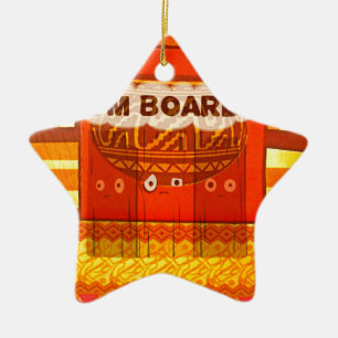 Golden Red African Traditional Colors Funny Am bor Keramik Ornament