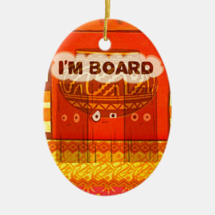 Golden Red African Traditional Colors Funny Am bor Keramikornament