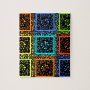 Golden Red Blue Green Masai Traditionelle Farben Puzzle