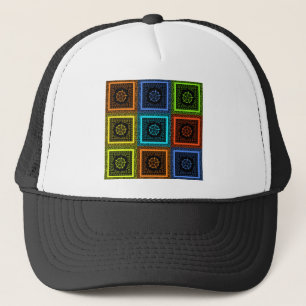 Golden Red Blue Green Masai Traditionelle Farben Truckerkappe