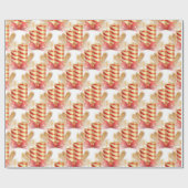 Golden & Red Candles mit Red Bow & Golden Needles Geschenkpapier (Flach)