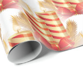 Golden & Red Candles mit Red Bow & Golden Needles Geschenkpapier (Rolleneckpunkt)