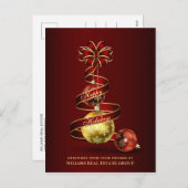 Golden Red Christmas Ball Unternehmensgrüße Feiertagspostkarte (Vorne/Hinten)
