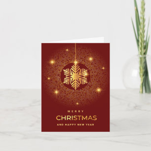 Golden Red Christmas Ornament Corporate Gruß Feiertagskarte