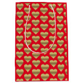 Golden Red Colorful Hearts Mittlere Geschenktüte (Vorderseite)