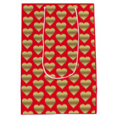 Golden Red Colorful Hearts Mittlere Geschenktüte (Rückseite)