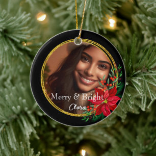 Golden Red Green Weihnachtsmann Custom Foto Keramik Ornament