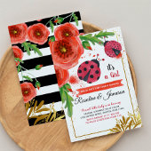 Golden Red Ladybug Watercolor Couples Kinderdusche Einladung
