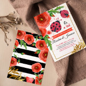 Golden Red Ladybug Watercolor Couples Kinderdusche Einladung