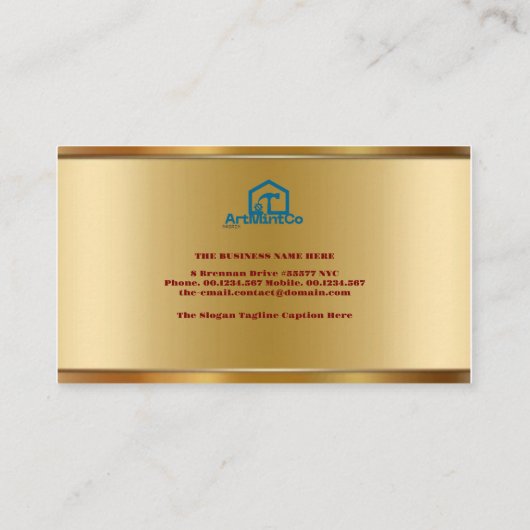 Golden & Red Layers Monogram Initial Founder CEO B Visitenkarte (Rückseite)