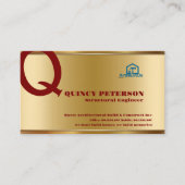 Golden & Red Layers Monogram Initial Founder CEO B Visitenkarte (Vorderseite)