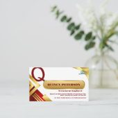 Golden & Red Layers Monogram Initial Founder CEO Visitenkarte (Stehend Vorderseite)