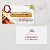 Golden & Red Layers Monogram Initial Founder CEO Visitenkarte (Vorne/Hinten)