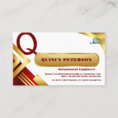 Golden & Red Layers Monogram Initial Founder CEO Visitenkarte (Vorderseite)