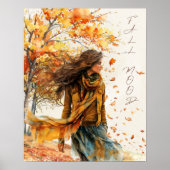 Golden Red Orange Autumn Leaves Fall Mood Poster (Vorne)