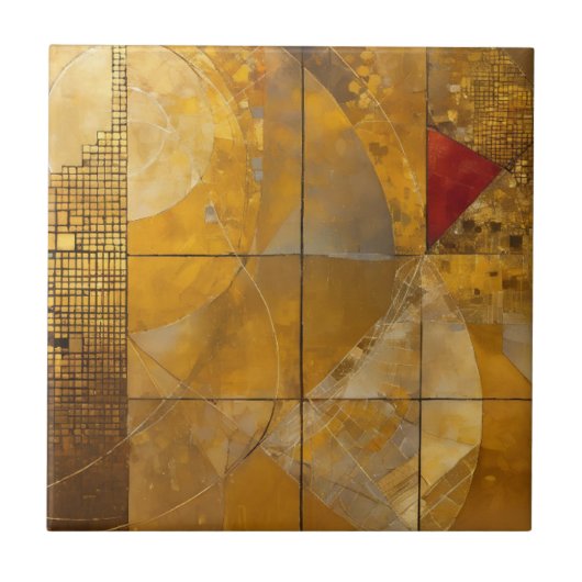 Golden, Red und Blue Geometric Heaven Fliese (Vorderseite)