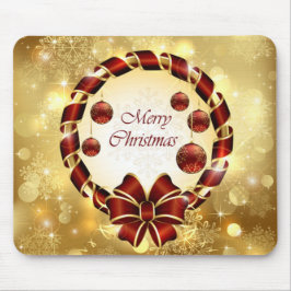 Golden & Red Weihnachtsfeier mit Bow & Snowflake Mousepad