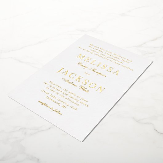 Golden Refined Classic Wedding Foil Einladung (Gedreht)