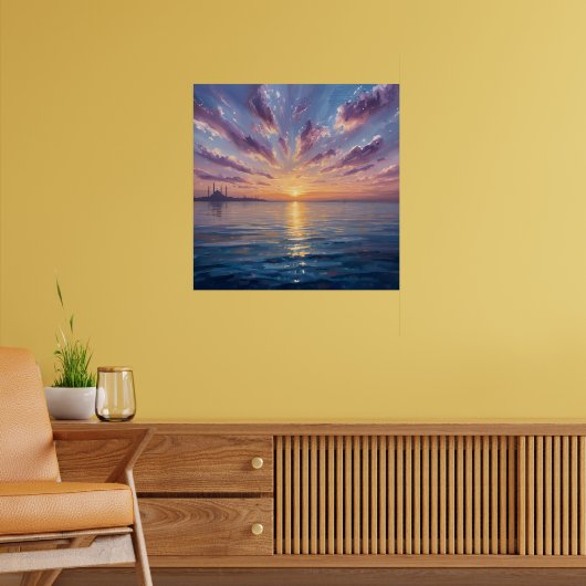 Golden Reflections - Istanbul Sunset Watercolor Ar Poster (Wohnzimmer 2)