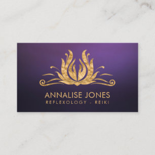 Golden Reiki Healing Hands in Lotus Business Card Visitenkarte
