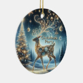 Golden Reindeer Christmas Blue Sky Beautiful Keramik Ornament (Rechts)
