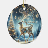 Golden Reindeer Christmas Blue Sky Beautiful Keramik Ornament (Links)