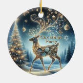 Golden Reindeer Christmas Blue Sky Beautiful Keramik Ornament (Hinten)