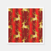 Golden Reindeer on Red Merry Christmas Serviette (Vorderseite)