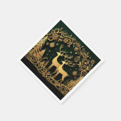 Golden Reindeer & Ornaments Serviette (Ecke)