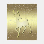 Golden Reindeer Snowy Fleece Blanket (Vorderseite)