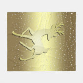 Golden Reindeer Snowy Fleece Blanket (Vorderseite (Horizontal))